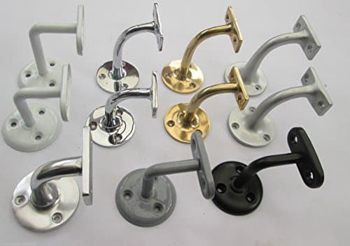 IRONMONGERY WORLD® Solid Brass Stair Bannister Support Hand Rail Rod HANDRAIL Bracket (2.5" INCH Grey Steel)