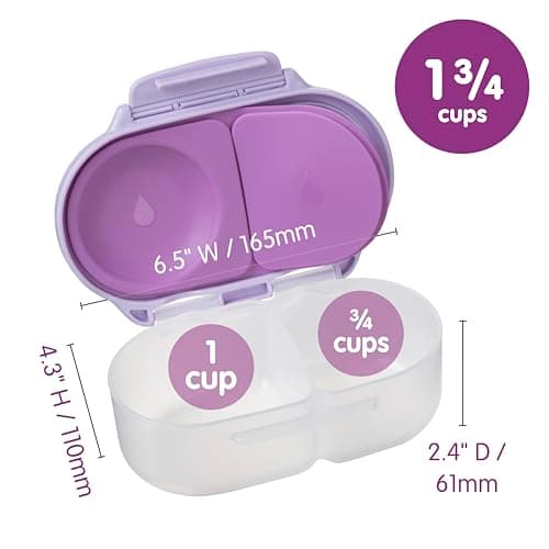 b.box Snackbox | Mini Bento Lunch Box with 2 Leakproof Compartments | Ideal for Toddlers, Kids Lunch & Snacks | Fits Whole Piece of Fruit | BPA Free