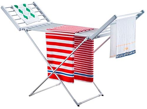 Heated Clothes Airer with Timer & Temperature Control, Metal, White