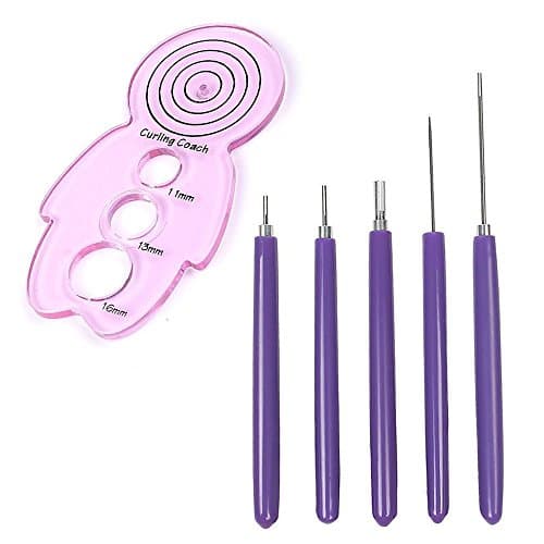 Asayu 5 Pack Different Size Paper Quilling Slotted Tools and 1Pcs Quilling Curling Coach