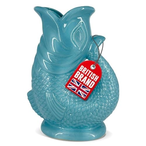 Water Carafe, Ceramic Jug in Fish Shape, 1.5 L, Surf Blue