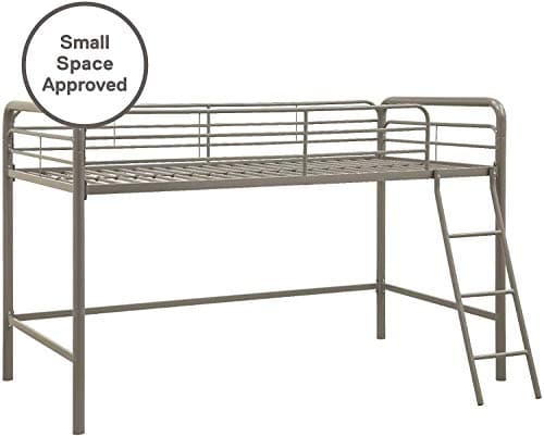 DHP Junior Loft Bed, Space-Saving Twin Bed Frame, Silver, Ideal for Young Children