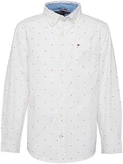 Tommy Hilfiger Kids Boys' Ellison Long Sleeve Woven Shirt, 100 White, 6