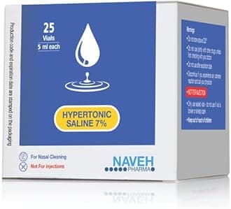 NAVEH PHARMA RSV Hypertonic Saline Solution 7% For Any Nebulizer Machine For Adults & Kids - Diluent For Inhalators & Nasal Devices, Helps Clear Lungs And Congestion (25 Sterile Bullets Of 5 ML)