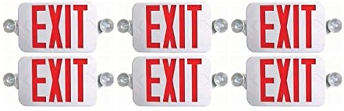 CiataLighting All LED Decorative Red Exit Sign & Emergency Light Combo with Battery Backup (6 Pack)