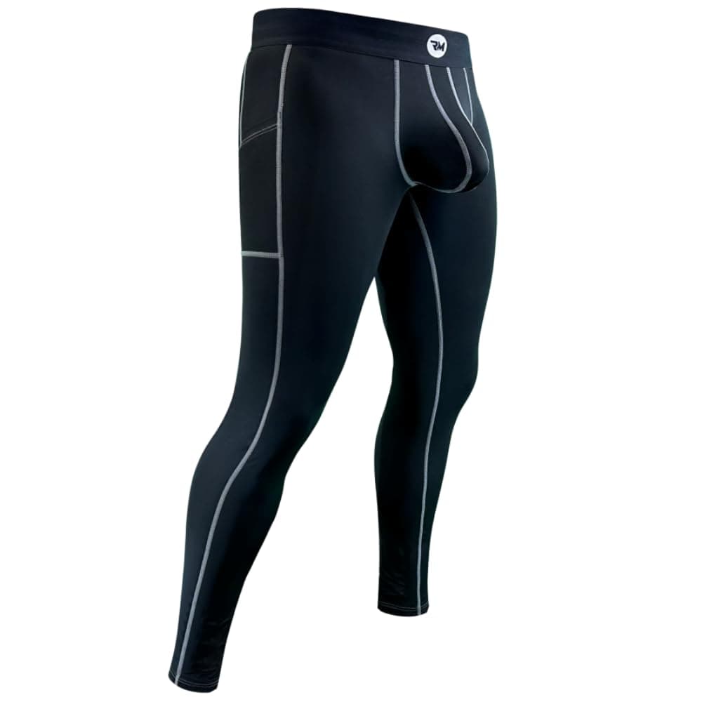 RM Real Men Nylon Pouch Running Leggings, ABCD Custom Pouch Size - Waist XS-5XL, Yoga Pants, Tights, Base Layer Cold Weather