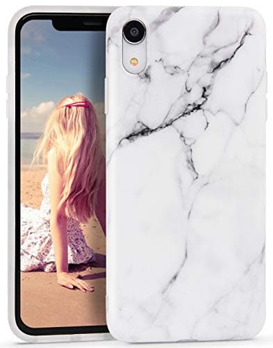 Imikoko iPhone Xr Case, iPhone Xr Marble Case, Slim Soft Flexible TPU Shockproof Protective Case Cover for iPhone Xr 6.1" (White)