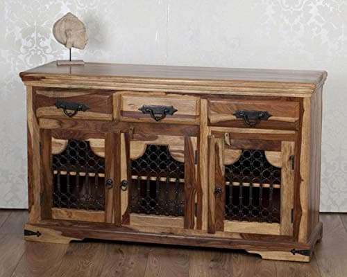 Oak and Pine Online Classically Modern Indian Thakat Solid Rosewood Sheesham Large 3 Door 3 Drawer Sideboard Cabinet Cupboard Living Dining Room Furniture