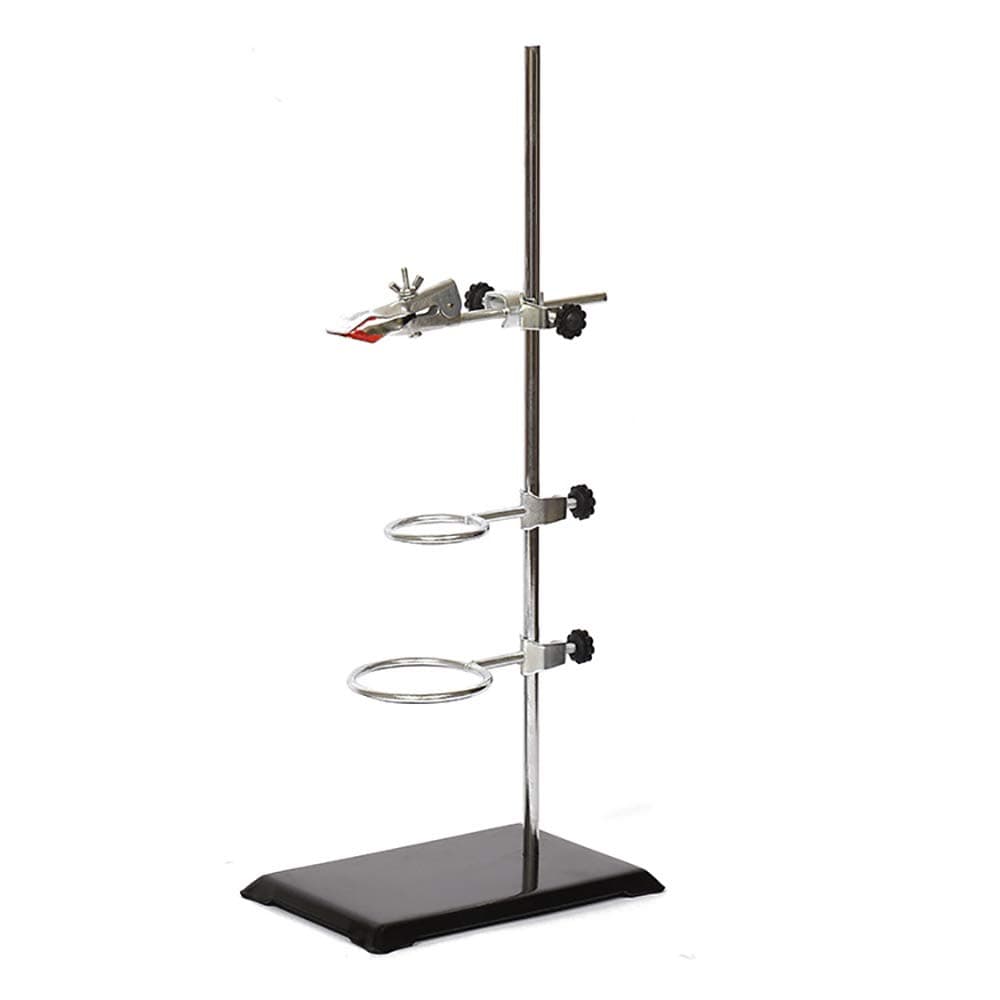 Laboratory Retort Support Stand for Titration Extraction - with a Burette Clamp and 2 Flask Ring Clamps, Used in Chemistry or Physics Lab MissZM (40cm/16'')