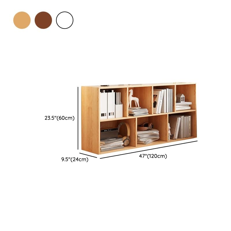 LITFAD Wood Modern Cube Bookcase with Closed Back and Multiple Shelves Floor Storage Cabinet for Home Office Study Room Library - Nut-Brown 47.2" L x 9.4" W x 23.6" H