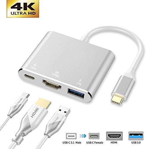 USB C to HDMI Adapter, Qidoou USB Type C Adapter Multiport AV Converter with 4K HDMI Output, USB 3.0 Port and USB-C Charging Port Compatible MacBook/iMac/Chromebook/Samsung/Projector/Monitor (Rose)