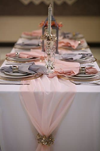 Zhen Linen Chiffon Wedding Table Runner 24" x 108" (Blush)