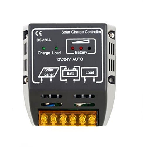 eHappyMaker 20A 12V/24V Solar Battery Charge Regulator, Solar Panel Charge Controller Battery Charge Overloading and Short-Circuit Safe Protection Autoswitch