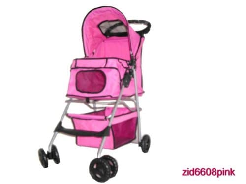 New 4 Wheel Deluxe Pet Stroller Pink