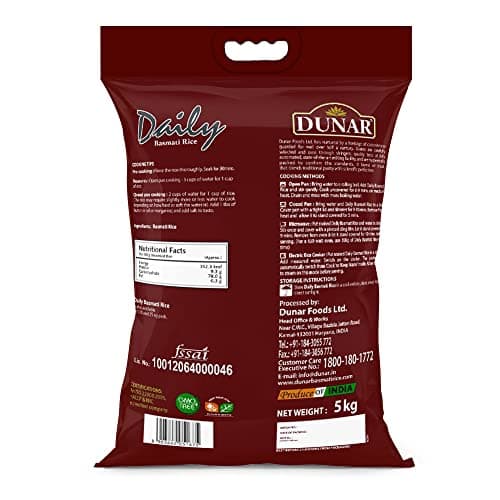 Dunar Daily | Long Grain Basmati Rice | 5kg