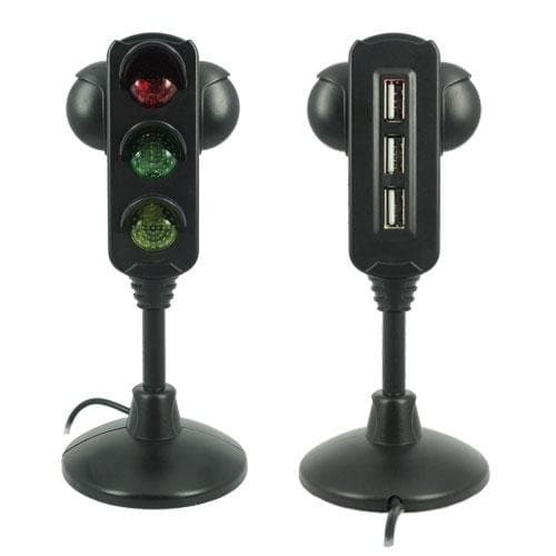 Desktop Traffic Light USB Hub 3 USB 2.0 Ports Lights Powered by USB