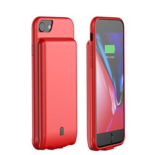 Battery Case for iPhone 6/6s/7/8, 4500mAh Extended Rechargeable Charging Case Portable Power Bank External Battery Pack Protective Charger Case for iPhone 6, 6s, 7, 8 (4.7in) (Red)