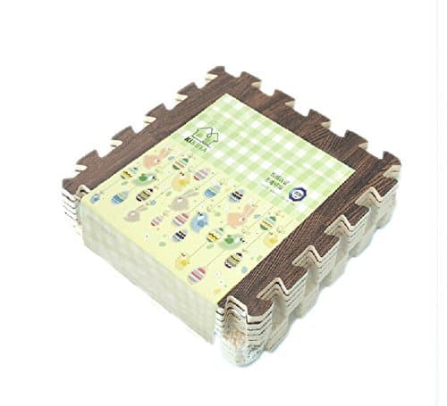 Wood Plastic Mat Multi-purpose Foam Floor Mats Each Tile 30x30x1.0cm (Dark Brown) Color: Dark Brown Model: (Newborn, Child, Infant)