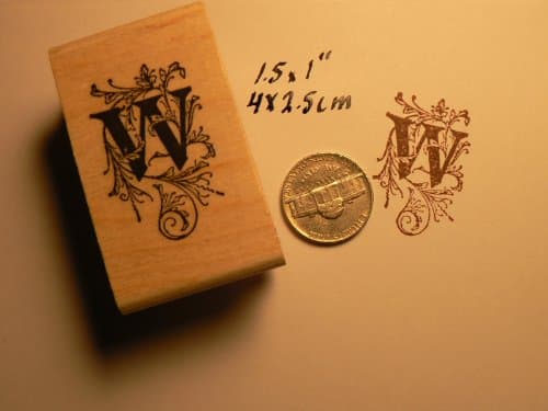 P22 Monogram Letter W Rubber Stamp WM