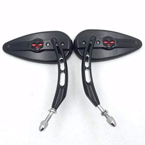 HTT Motorcycle Black Skull Side Mirrors with Hollow-out Stems For HD Sportster 883 Hugger XLH883HUG(except VRSCF and XL1200X mounted below the handlebars)