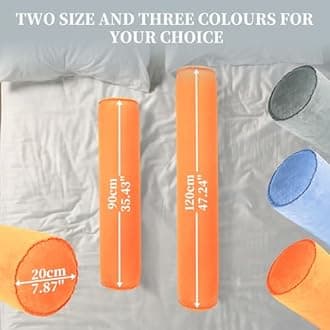 ONTYZZ Inflatable Long Body Pillow, Long Pillow for Bed, Oval Bolster Pillow for Good Sleeping and Back/Neck Support, 1pcs Orange