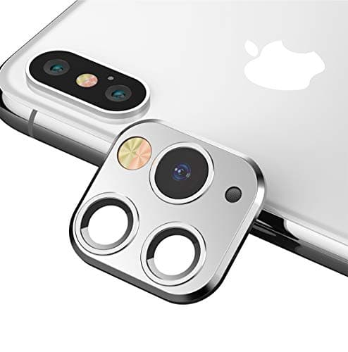 Modified Camera Lens Protector for iPhone X，Change iPhoneX/XS/XS Max to iPhone11 Pro/Max, Fake iPhone11 Pro/Max Rear Camera Lens Protection Cover (Silver)