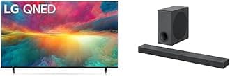 LG QNED75 Series 50-Inch Class QNED Mini-LED Smart TV 50QNED75URA, 2023 - AI-Powered 4K TV S80QY 3.1.3ch Sound bar with Center Up-Firing, Black