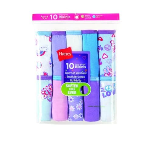 Hanes Big Girls' Bikini 10-Pack, Assorted, 8