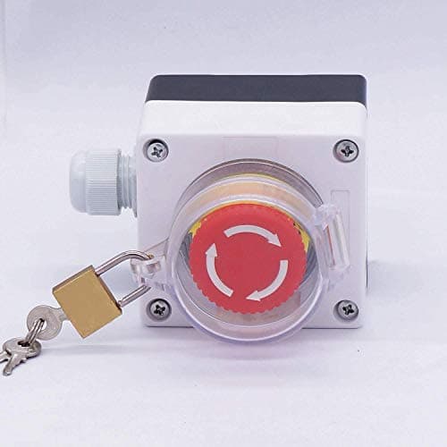 Taiss 22mm Emergency Stop Push Button Switch Cover Station Box,2 NC Red Mushroom Latching Emergency Stop Switch,10A 440V Stop Switch Box with Key Lock LA38A-02ZS/BOX-ZS