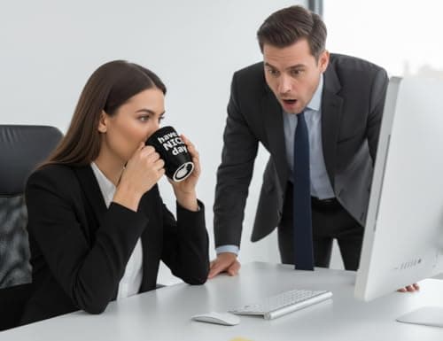 Decodyne Have a Nice Day Coffee Mug, Funny Cup with Middle Finger on The Bottom 14 oz. (Black)