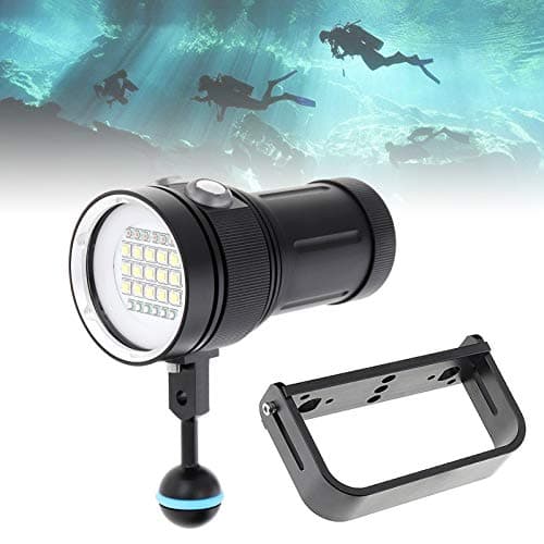 SecurityIng Scuba Diving Video Flashlight with White UV Red Light, 120 Degrees Wide Beam Angle Underwater Photography Fluorescence Dive Torch + Ball Joint + Handle(Battery Not Included)