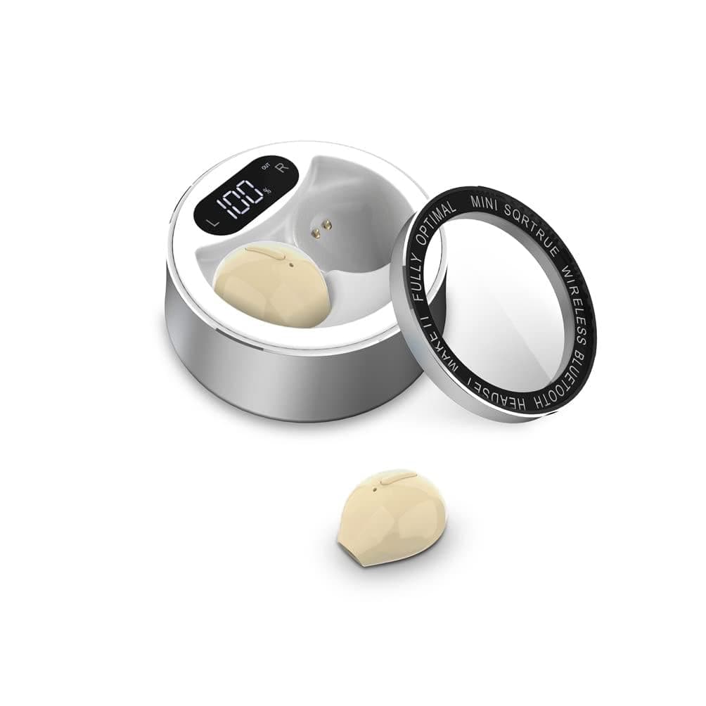 invisible mini Bluetooth Earbud, Bluetooth5.1 Wireless Earbud Bluetooth Earpiece Car Headset with 350mAh Charging Box Enhanced Comfort Fit Design (Pushbutton Headphones1)