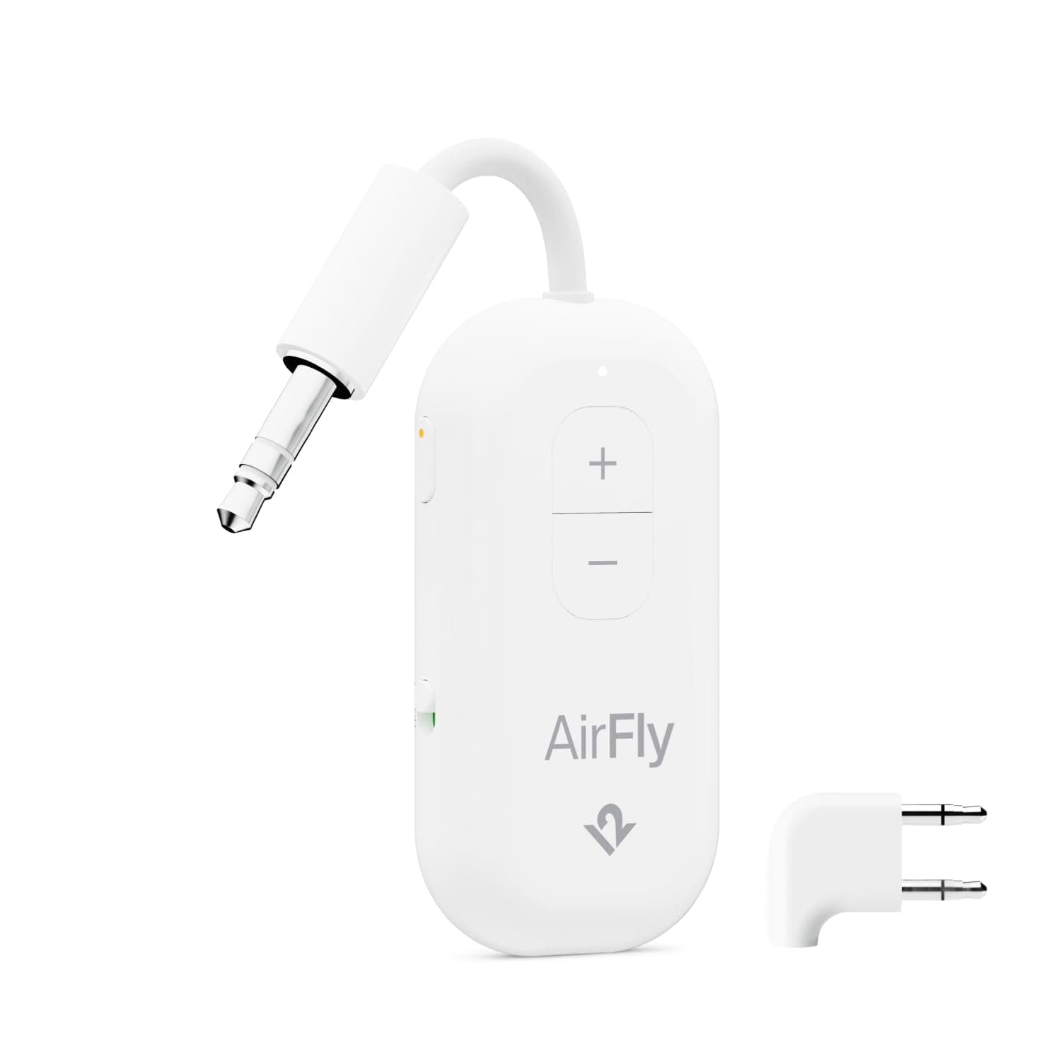 AirFly Pro 2 Deluxe – Bluetooth Adapter for Airplane, Pair 2 AirPods or Wireless Headphones – 3.5mm AUX Bluetooth Transmitter/Receiver for Cars, Boats, Treadmills, TVs – Airplane Travel Essentials