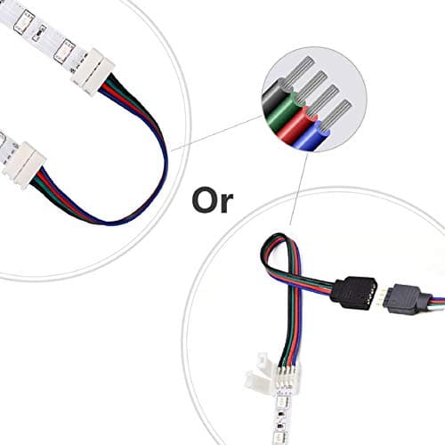 LED Light Connector Kit, REDTRON 10mm RGB LED Connector Includes 10x L Shape Connectors,2M LED Strip Light Extension Cable,4X Strip to Strip Jumpers,5X 4 Pin Male Connectors