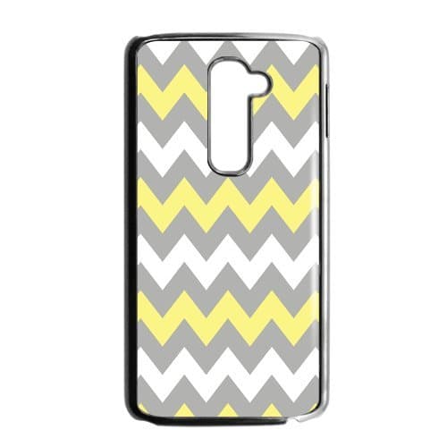 Grey Vs Young Yellow Chevron Zigzag Pattern Unique Custom LG G2 Best Durable PVC Cover Case Custom Color and Text,New Fashion, Best Gift