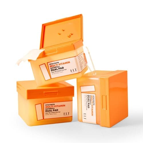 ELT Multi Vitamin Mega Sized Dual Sized Toner Pads 100% Vegan Certified Niacinamide Acne spot treatment Uneven Skin Tone Cleansing and Deep Hydrating Korean Skin Care (1count (80 Pads))