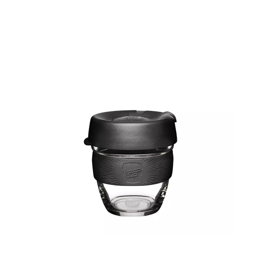 BBLA08 Glass Reusable Coffee Cup, 8 oz/Small, Black