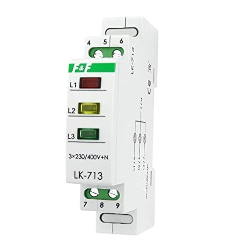 Phase control 3 x 230V+N phase light bulb tester indicator phase detector LK-713K green, yellow, red / 3 phases F&F 6011