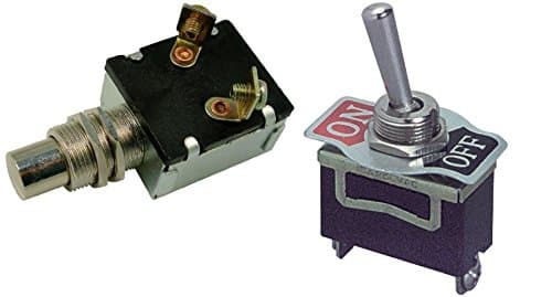 Heavy Duty Toggle Switch - SPST On/Off Type and Universal Push Button Starter Switch Ignition Starter Kit 2 Piece Bundle