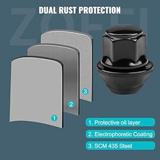 ZOFFI M12x1.5 Black OEM Factory Style Large Acorn Seat Lug Wheel Nuts for Most Ford Fiesta Focus Fusion Alloy Wheels - 20pcs Black Closed End M12x1.5 Lug Nuts