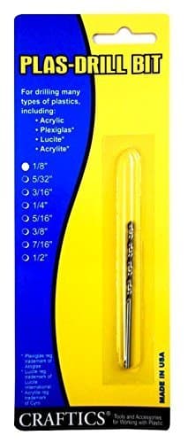 1/8 Drill Bit for Plastic (Acrylics, Plexiglas, Lexan, ABS, PVC, and more) Works with Hand Drill by Craftics
