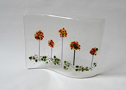 Abstract Art Glass Panel, Tea light Candle screen, Sun catcher, Glass Wave, Curve