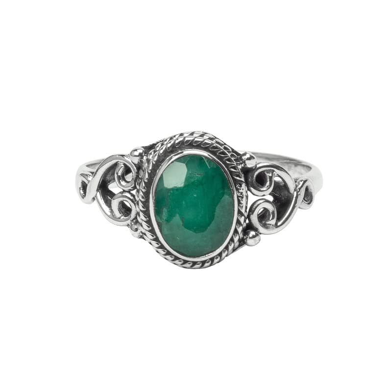 Avicrafts Emerald Stone Ring 925 Sterling Silver Statement Ring For Women Handmade Gemstone Christmas Jewellery Gift For Her