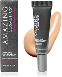 AmazingCosmetics AMAZINGCONCEALER, full coverage long wear concealer makeup for undereye dark circles, acne, blemishes and mature skin, color correcting shades, natural finish