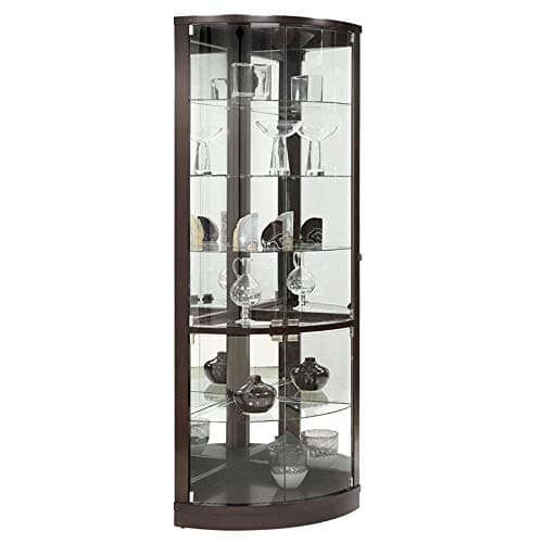 Home Fare Sable Mirrored Back Curved Corner Curio
