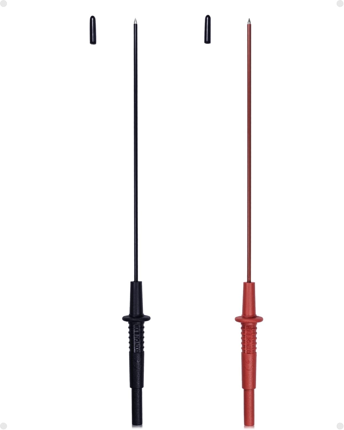 Multimeter Leads, Insulated Test Probe Needle Point Wire Testing Probes, Automotive Extra Sharp Long Reach Prod for Standard 4 mm Test Leads Kit, 600V CAT III
