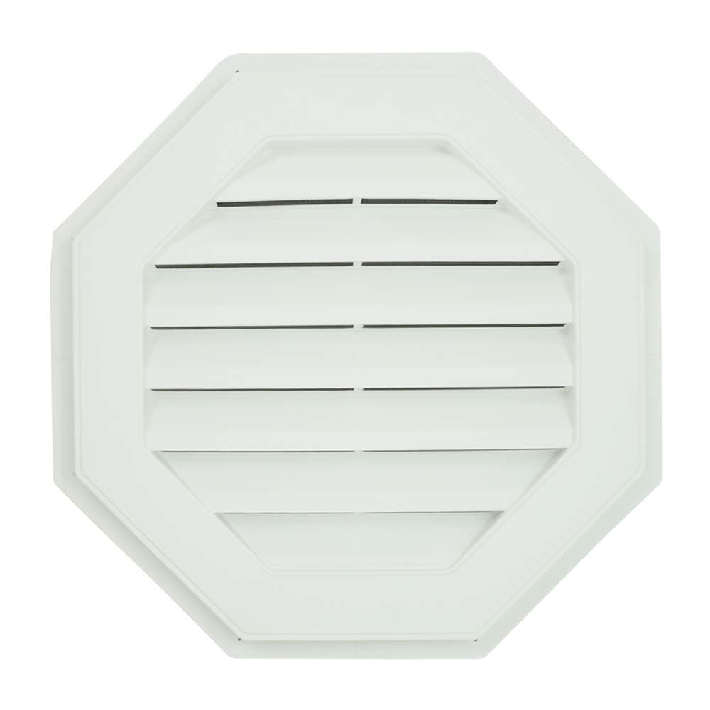 Suntown 22" Octagon Functional Gable Vent with Screen - 2 Piece Construction - White