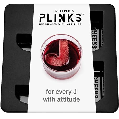 DrinksPlinks Letter J Ice Cube Mold - Custom Silicone Whiskey Ice Cubes Mold – Personalized Monogram J Large Tray for Cocktails & Initials Drinks - Big Bourbon Ice Cube Molds - Fun Customized Gifts