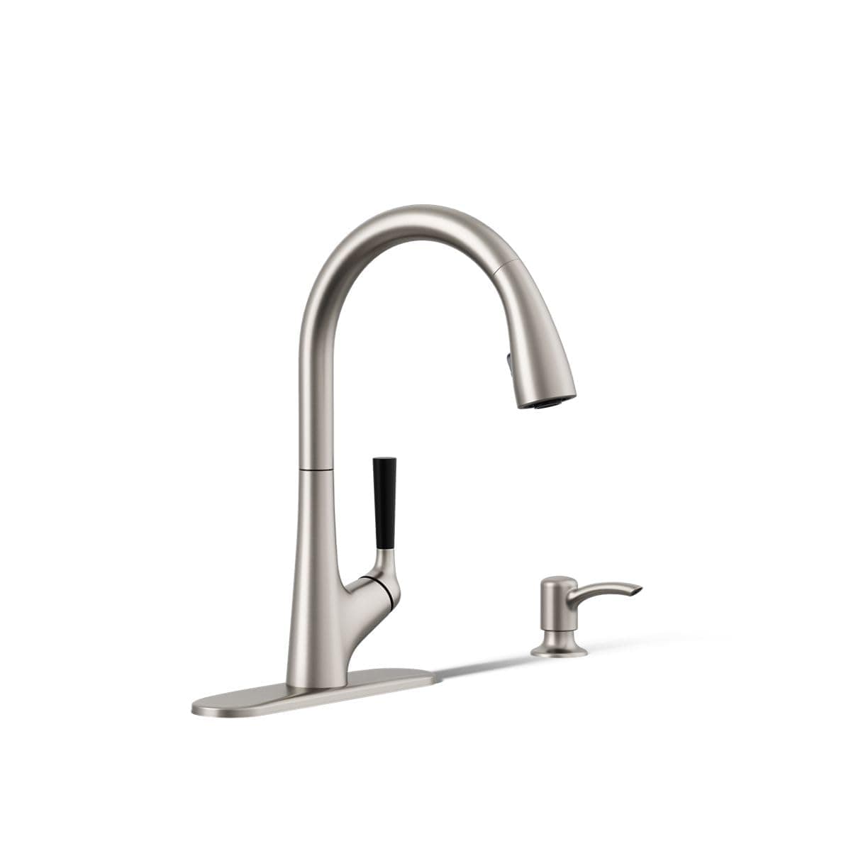 Kohler K-R562-SD-VS Malleco Pull-down Kitchen Sink Faucet with Soap/Lotion Dispenser, Vibrant Stainless