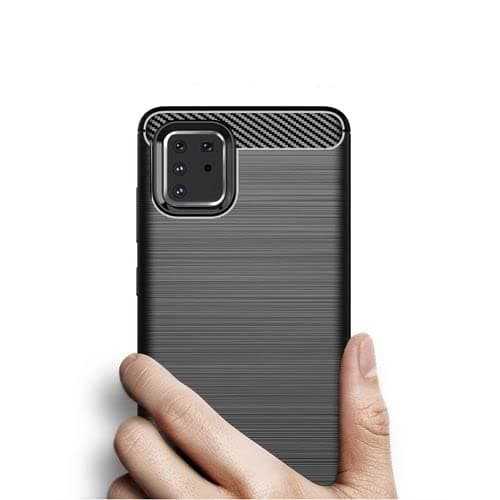 ConnectPoint Case Compatible with Samsung Galaxy S10 Lite 6.7", Perfect Fitting Hybrid Edge to Edge Side Protection Carbon Fiber Back Cover for Samsung Galaxy S10 Lite 6.7" - Black